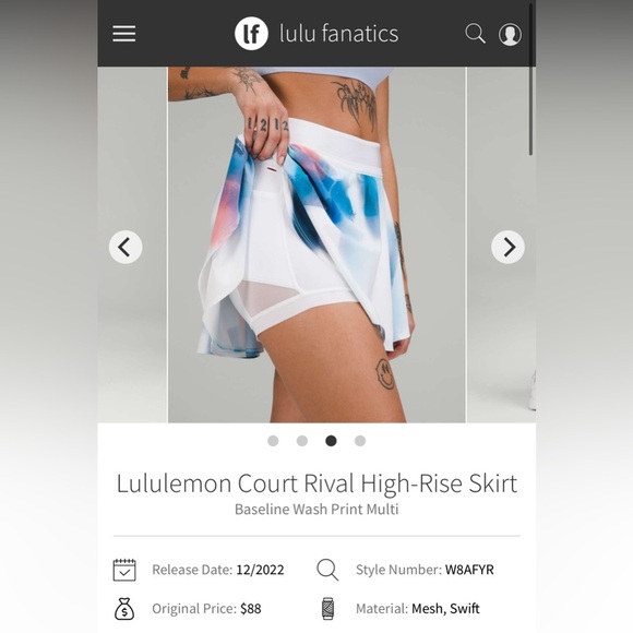 Lululemon Court Rival High Rise Skirt Women’s Size 14 - Picture 3 of 10